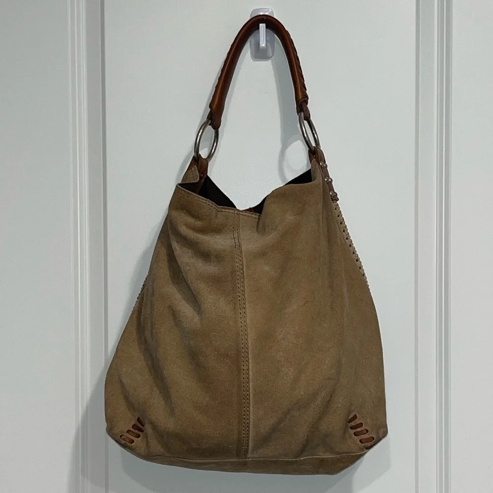 RARE Lucky Brand Suede Shoulder Bag in Tan and Brown